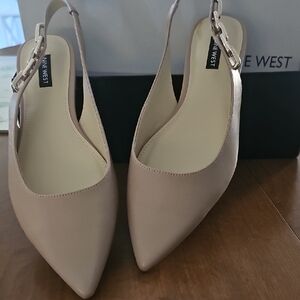 Nine West Beige Slingback Flats.